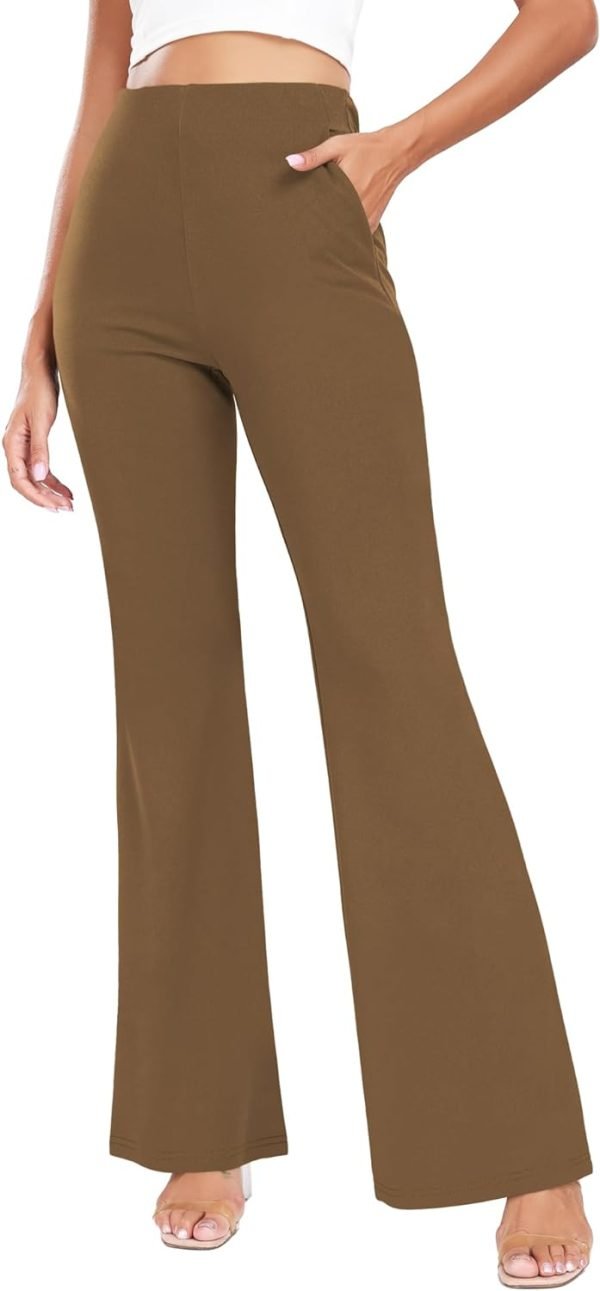 61KKRNOhP_L._AC_SL1500 Women's High Waist Casual Wide Leg Pants, Button Dress Pants for Women, Work Pants with Pockets for Women Office.