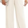 Women's Business Work Trousers High Waisted Wide Leg Pants Long Straight Suit Pants with Pocket