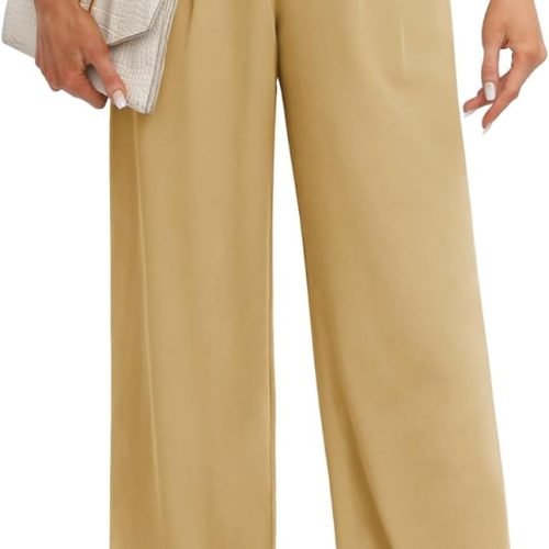61L9UYrjsCL._AC_SL1500 Women's Business Work Trousers High Waisted Wide Leg Pants Long Straight Suit Pants with Pocket