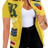 Button Down Shirts for Women Short Sleeve Cropped Varsity Jacket for Women Summer Tops for Women 2024 S-XXL