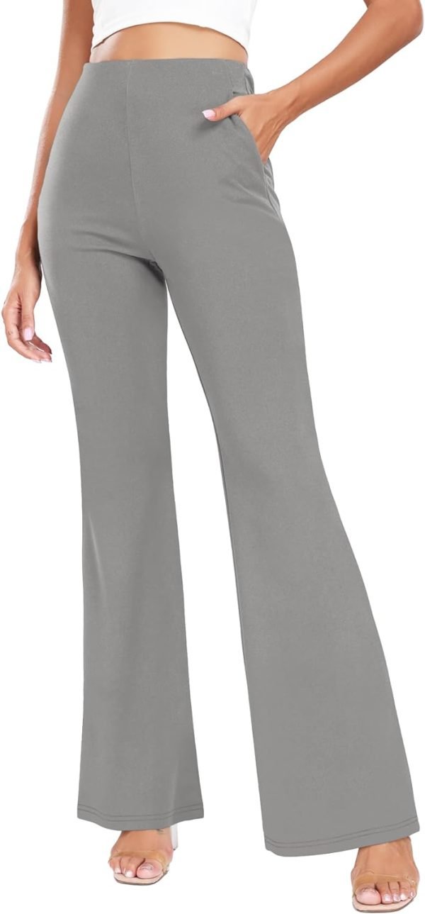 61QlByRlyCL._AC_SL1500 Women's High Waist Casual Wide Leg Pants, Button Dress Pants for Women, Work Pants with Pockets for Women Office.