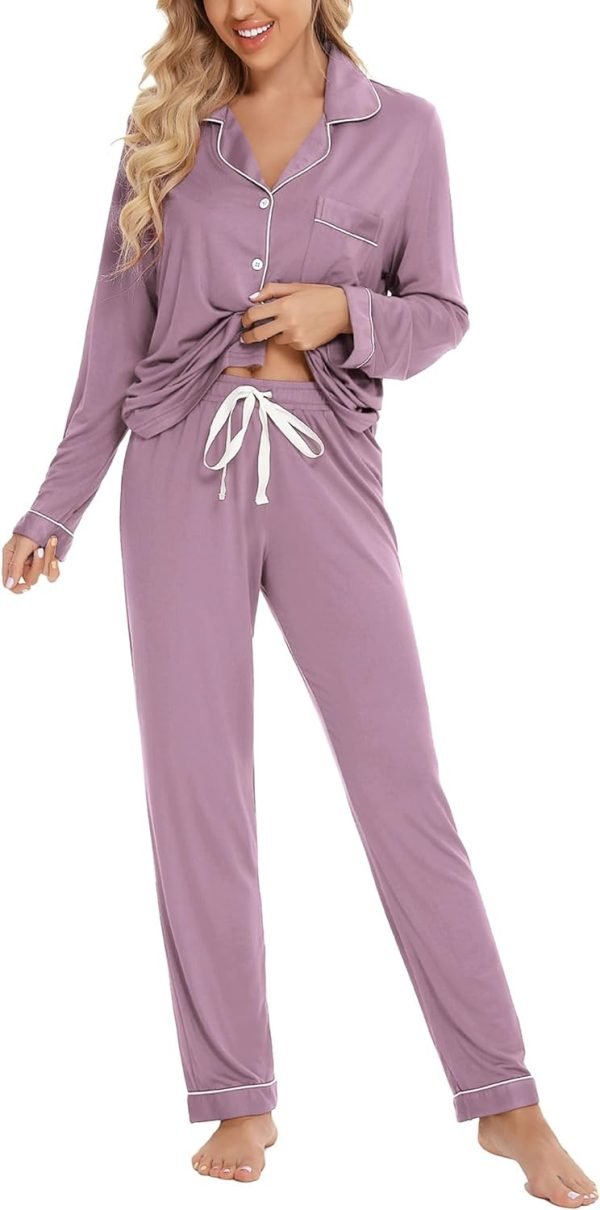 61QvWlTQNHL._AC_SL1500_21e93ed9-a4b5-4896-af52-5ef9fd3419d3 Pajamas Set Long Sleeve Womens Button Down Sleepwear Two Piece Nightwear Soft Pj Lounge Sets S-XXL