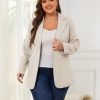 61V1IdoUtsL._AC_SL1500 Women Open Front Blazers Long Sleeve Casual OL Office Slim Buttonless Suit Jacket with Pockets