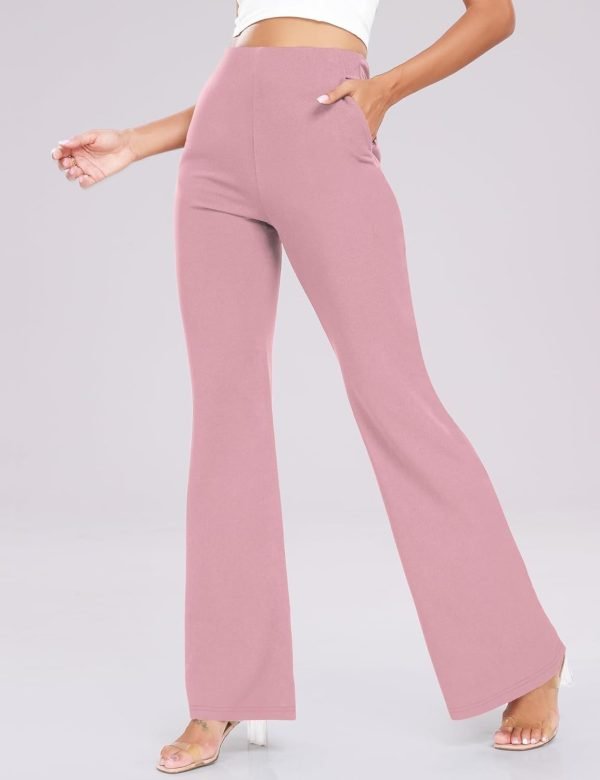 61V1aJWStIL._AC_SL1500 Women's High Waist Casual Wide Leg Pants, Button Dress Pants for Women, Work Pants with Pockets for Women Office.