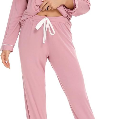 61WR4rhA7jL._AC_SL1500 Pajamas Set Long Sleeve Womens Button Down Sleepwear Two Piece Nightwear Soft Pj Lounge Sets S-XXL
