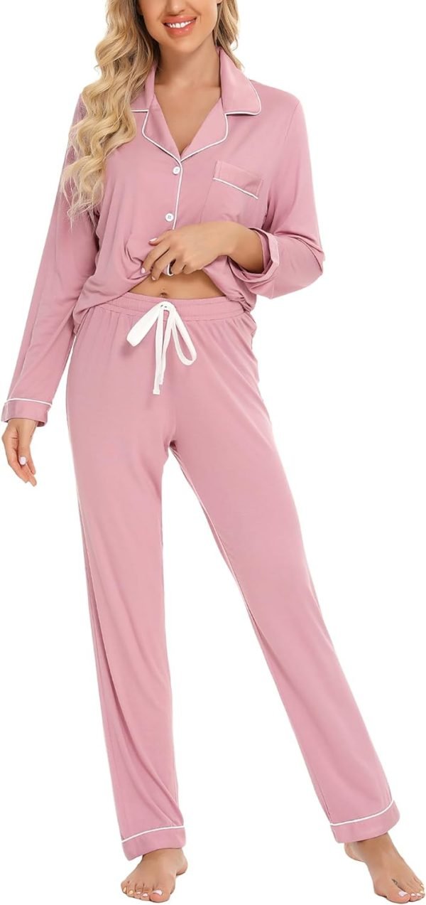 61WR4rhA7jL._AC_SL1500_8b3008a5-a8e2-42a1-8c3d-dd223ba56214 Pajamas Set Long Sleeve Womens Button Down Sleepwear Two Piece Nightwear Soft Pj Lounge Sets S-XXL