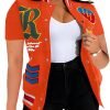 Button Down Shirts for Women Short Sleeve Cropped Varsity Jacket for Women Summer Tops for Women 2024 S-XXL