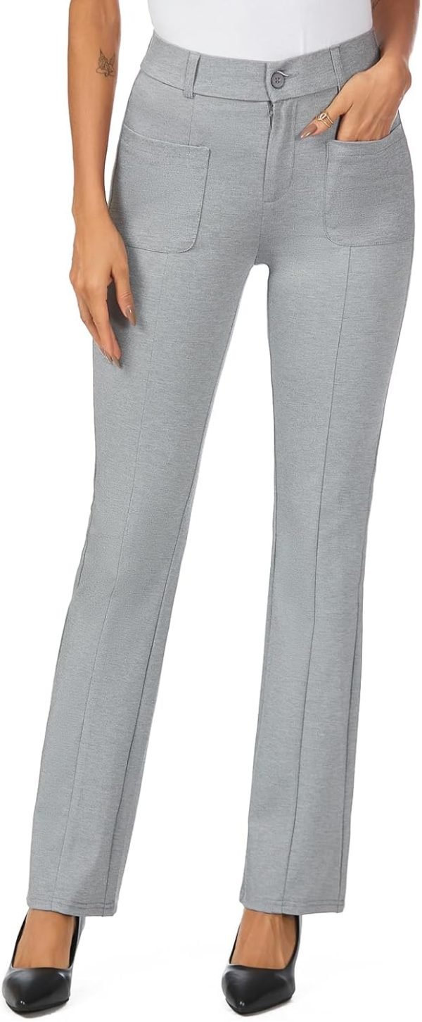 Women's High Waist Stretchy Bootcut Dress Work Slacks Pants with Pockets