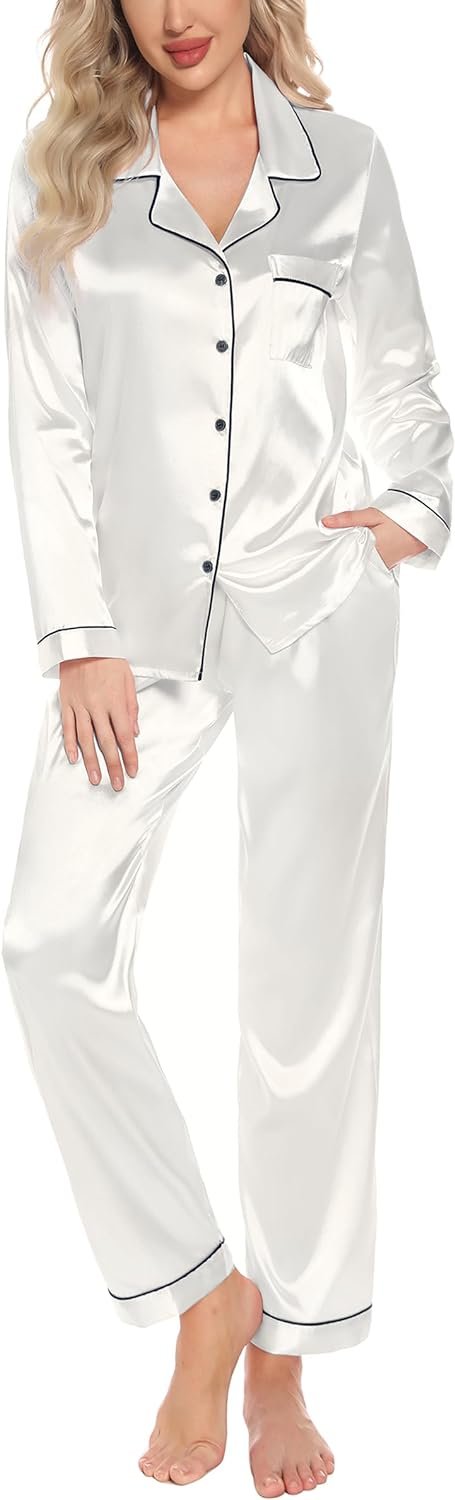 61YOCmo7jWL._AC_SL1500_6b175bcc-0d18-44e8-857e-40e3191cc25c Pajamas Set Long Sleeve Womens Button Down Sleepwear Two Piece Nightwear Soft Pj Lounge Sets S-XXL