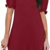 61YYYHwf-bL._AC_SL1500 Women's Casual Dresses Puff Short Sleeve V-Neck Cocktail Dress with Pockets