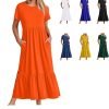 Womens Summer Dresses Casual Short Sleeve Crewneck Swing Dress Casual Tiered t Shirt Dress with Pockets 2024 Trendy Outfits