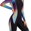 61fpz5UVUoL._AC_SL1000 Women's One Piece Long Sleeve Rash Guard Knee High Bathing Suits Swimsuit Sport Surfing Wear Athletic Swimwear