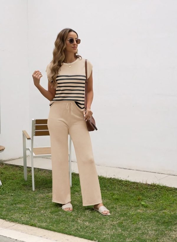 61gXrtDjRML._AC_SL1500 Sets for Women Spring Outfits for Women 2024 Travel Wide Leg Pant Summer Two Piece Sets Lounge Matching Sets