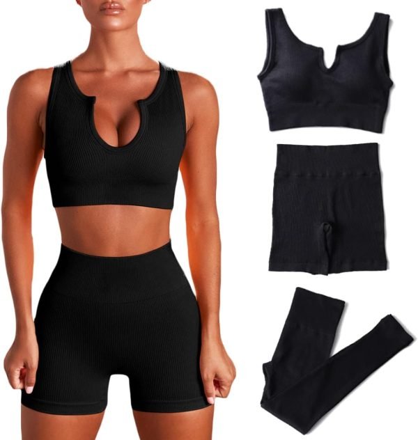 Workout Sets for Women 5 PCS Yoga Outfits Activewear Tracksuit Sets