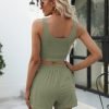 Trendy Queen Two Piece Summer Outfits Women Shorts Sets 2 Piece Sleeveless Matching Lounge Crop Top and High Waisted Shorts