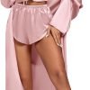 61knSg0gC3L._AC_SL1500 Women's 3Pcs Pajamas Satin Cami Top and Shorts with Robe Sleepwear Set