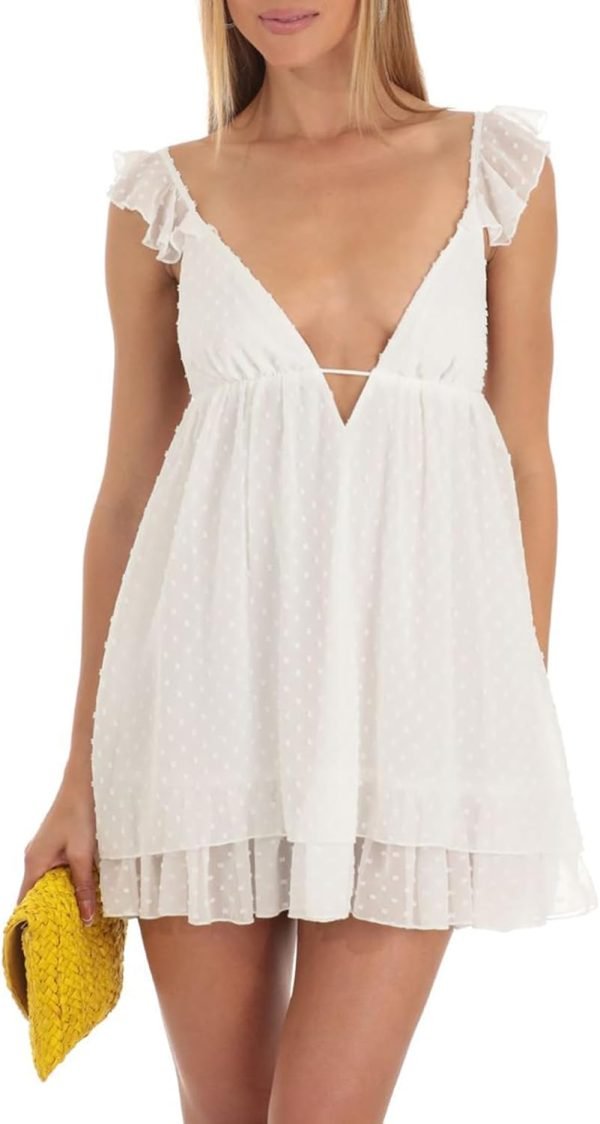 61lNCqHTEzL._AC_SL1500 Women Graduation Dress Spaghetti Straps Sleeveless Short Dresses Y2k Low Cut Bodycon Going Out A-Line Mini Dress