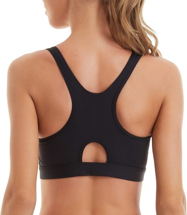 61m1V3eukiL._AC_SL1500 Womens Sports Bra with Zip Closure and Racerback,Wireless Bras,Four-Way Stretch Fabric with Removable Padded