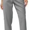 61mVNBH-KtL._AC_SL1500 Women's High Waisted Business Trousers Straight Leg Pleated Office Slacks Pants