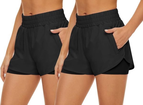 61mioQKaX4L._AC_SL1500 2 Pack Athletic Shorts for Women, Quick Dry Running Shorts with Pockets High Waisted Workout Gym Sports Shorts