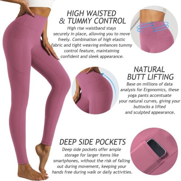 61nJqHbgBOL._AC Womens Yoga Leggings Tummy Control Yoga Pants with Pockets High Waist Buttery Soft Workout Leggings