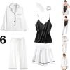 6Pcs Womens Silk Satin Pajama Sets Pj Sets Long Pjs Set Pajamas Sleepwear Camisole Sexy Cami