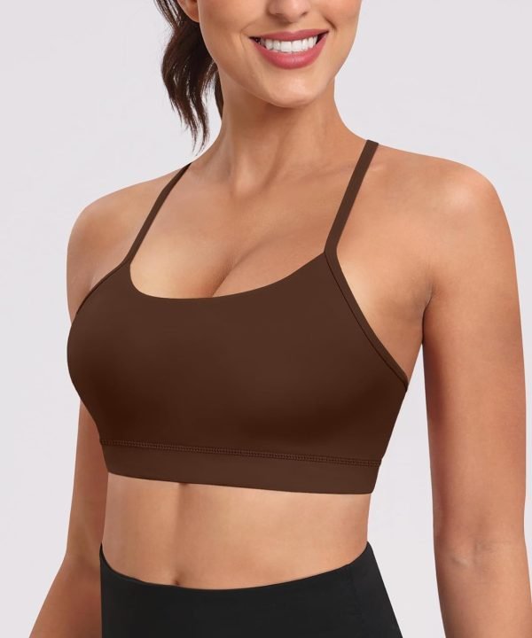 Spaghetti Strap Padded Sports Bras for Women - Y Back Yoga Workout Tops (3 Pack)