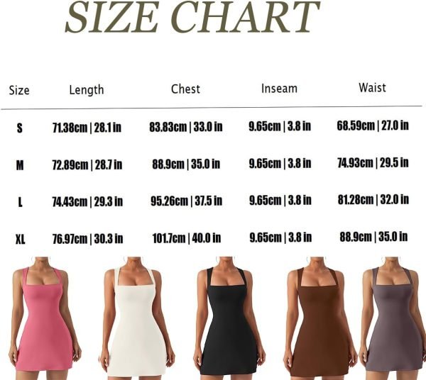 Tennis Dress with Built in Shorts and Bra Square Neck Athletic Golf Dress Workout Mini Dress