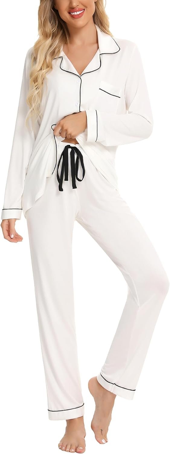 61pfmhU2kPL._AC_SL1500_a094cdbb-d53c-4435-803b-321d1c34657f Pajamas Set Long Sleeve Womens Button Down Sleepwear Two Piece Nightwear Soft Pj Lounge Sets S-XXL