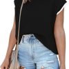 Womens Cap Sleeve Sweater Vest Summer Tops Sleeveless Tank Tops 2024 Trendy Spring Clothes Striped Short Sleeve Shirts