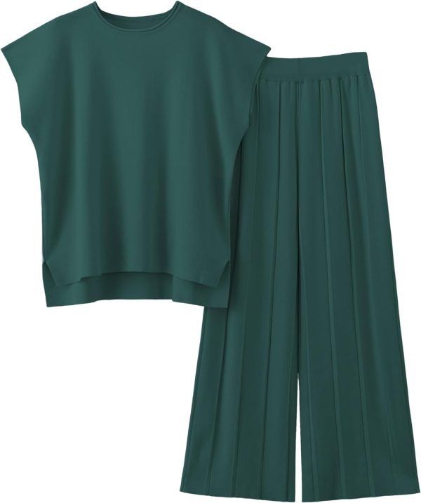 61vKLbyVdyL._AC_SL1500 2 Piece Outfits for Women Sweater Sets Knit Vest Tops Elastic Waisted Pants