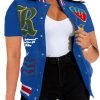 Button Down Shirts for Women Short Sleeve Cropped Varsity Jacket for Women Summer Tops for Women 2024 S-XXL