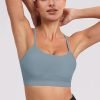 Spaghetti Strap Padded Sports Bras for Women - Y Back Yoga Workout Tops (3 Pack)