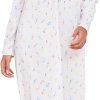 Long Cotton Nightgown Women's Long Sleeve Sleepwear Full Length Night Dress Soft Comfy Loungewear