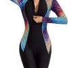 61xX6tmrvjL._AC_SL1000 Women's One Piece Long Sleeve Rash Guard Knee High Bathing Suits Swimsuit Sport Surfing Wear Athletic Swimwear