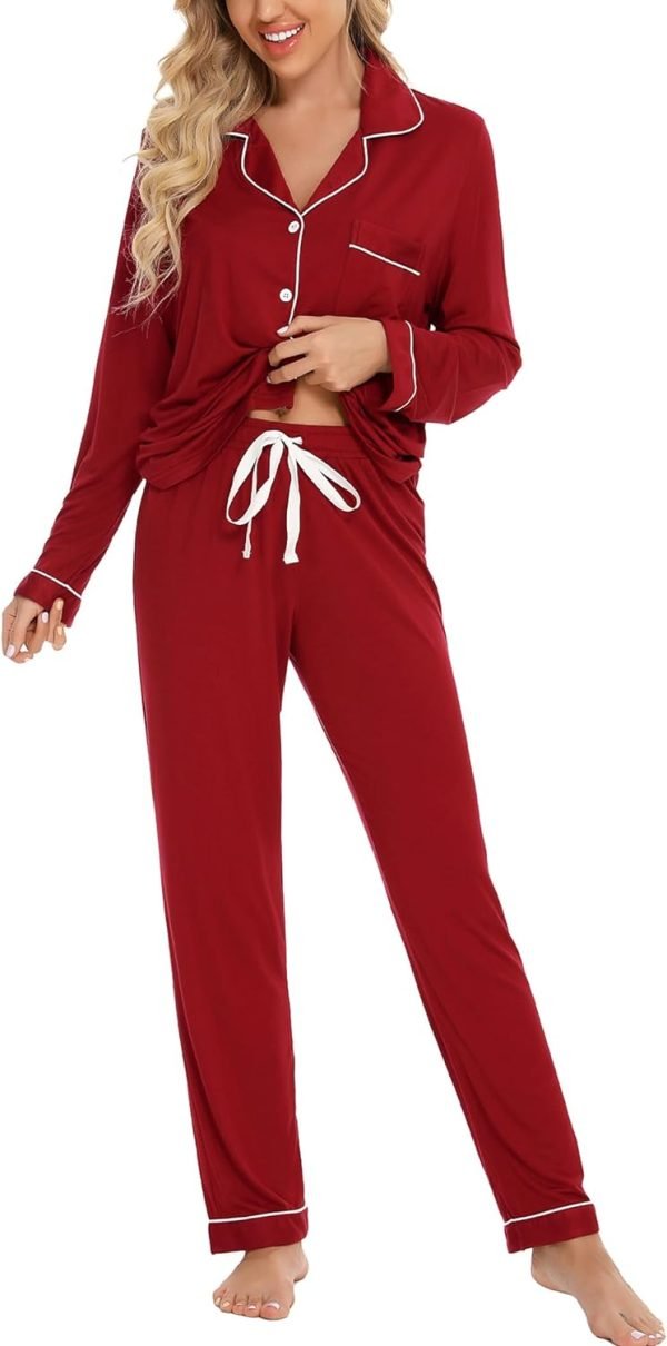 61zDQQoYBlL._AC_SL1500_c5c5fd78-7207-461a-8587-88bc626deb05 Pajamas Set Long Sleeve Womens Button Down Sleepwear Two Piece Nightwear Soft Pj Lounge Sets S-XXL