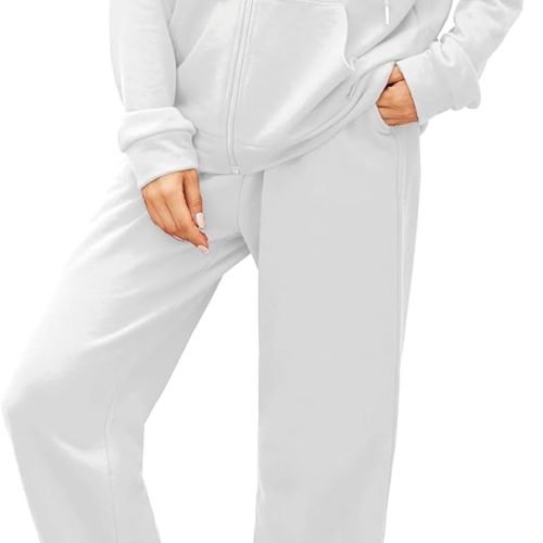 61z_1gVa2VL._AC_SL1500 Women 2 Piece Outfits Tracksuit Casual Zip Up Hoodie Sweatsuits Jogging Long Pant Set