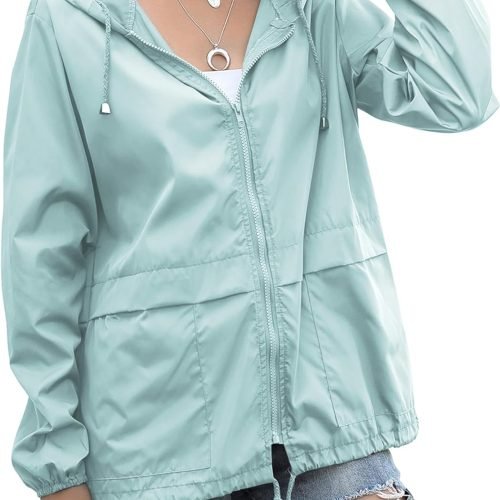 710f1dsi5ZL._AC_SL1500 Women's Raincoats Windbreaker Rain Jacket Waterproof Lightweight Outdoor Hooded Trench Coats S-XXL