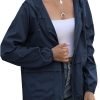 Women's Waterproof Raincoat Lightweight Rain Jacket Hooded Windbreaker with Pockets for Outdoor