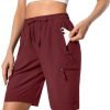 Women's Lightweight Hiking Cargo Shorts Quick Dry Athletic Shorts for Camping Travel Golf with Zipper Pockets Water Resistant