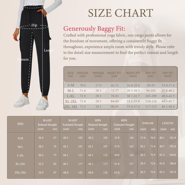 Womens Athletic Pants Knit Cargo Pants Stretchy Hiking Pants Elastic Waist Sweatpants Baggy Soft Joggers