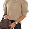 716289SlkEL._AC_SL1145 Women's Puff Short Sleeve Sweaters 2024 Fashion Spring Tops Casual Pullover Shirts