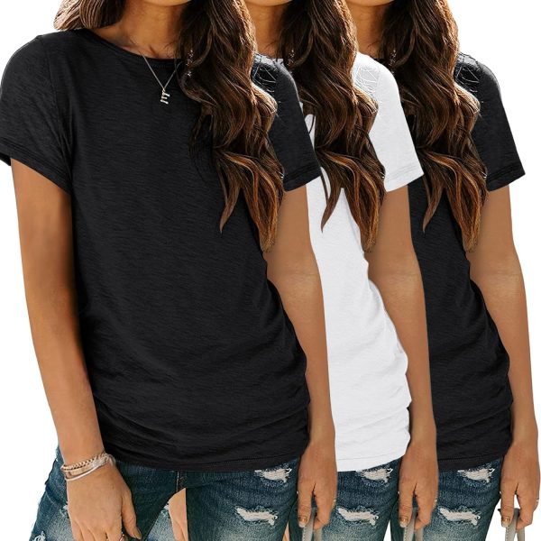 718-ZaWJ6cL._AC_SL1500 Womens 3 Pack T Shirts Basic Short Sleeve Tees Crewneck Fashion Tops Loose Fit Lightweight Casual Summer Clothes 2024
