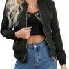 718BzJSp1pL._AC_SL1500 Women's Bomber Jacket Lightweight Varsity Zip Up Coat Casual Long Sleeve Windbreaker