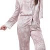 Women's Silky Satin Pajamas Set Long sleeve and Pants Sleepwear Soft and Comfy Button Down Loungewear Relaxed Fit