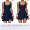 Tennis Dress for Women U Neck Athletic Dress with Built in Shorts and Bra for Sleeveless Side Slit Flare Mini Dresses