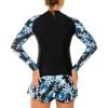 Women's Long Sleeves Rash Guard Athletic Swim Aztec Tankini Sets Swimsuit
