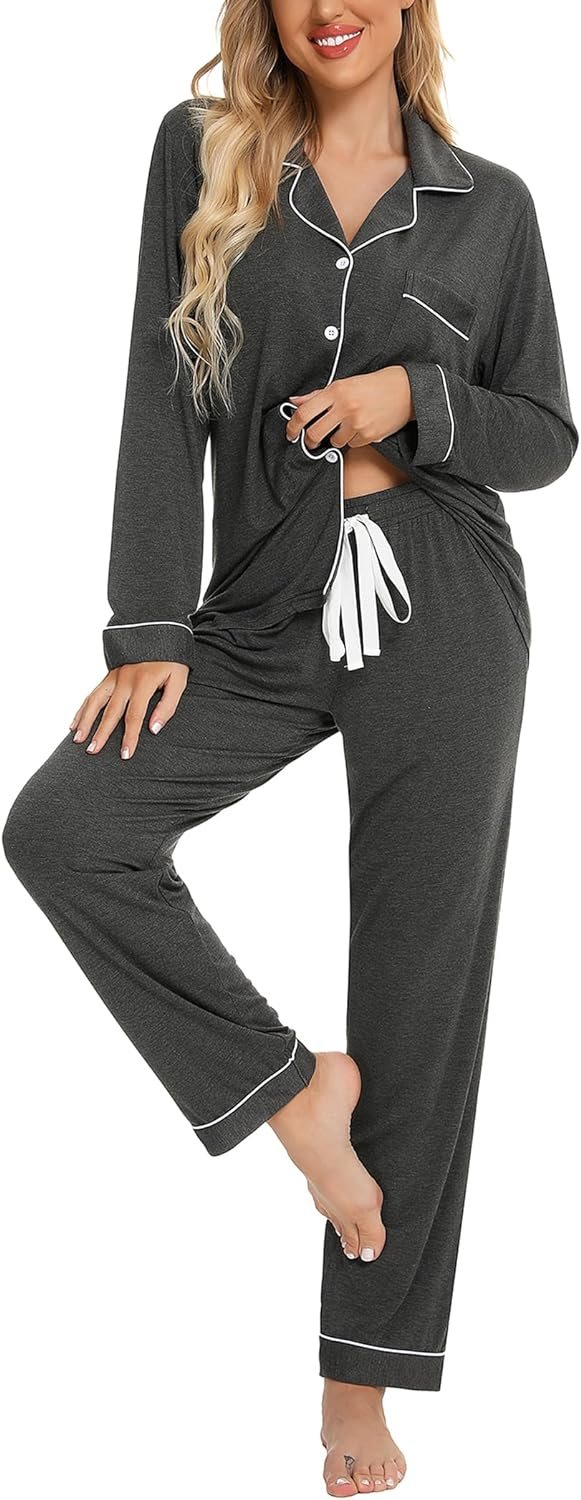 719s96t22RL._AC_SL1500_240fdb41-6a99-430b-b817-a6d8ef6b1596 Pajamas Set Long Sleeve Womens Button Down Sleepwear Two Piece Nightwear Soft Pj Lounge Sets S-XXL
