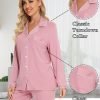 Pajamas Set Long Sleeve Womens Button Down Sleepwear Two Piece Nightwear Soft Pj Lounge Sets S-XXL