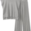 71CtP0w6tQL._AC_SL1500 2 Piece Outfits for Women Sweater Sets Knit Vest Tops Elastic Waisted Pants